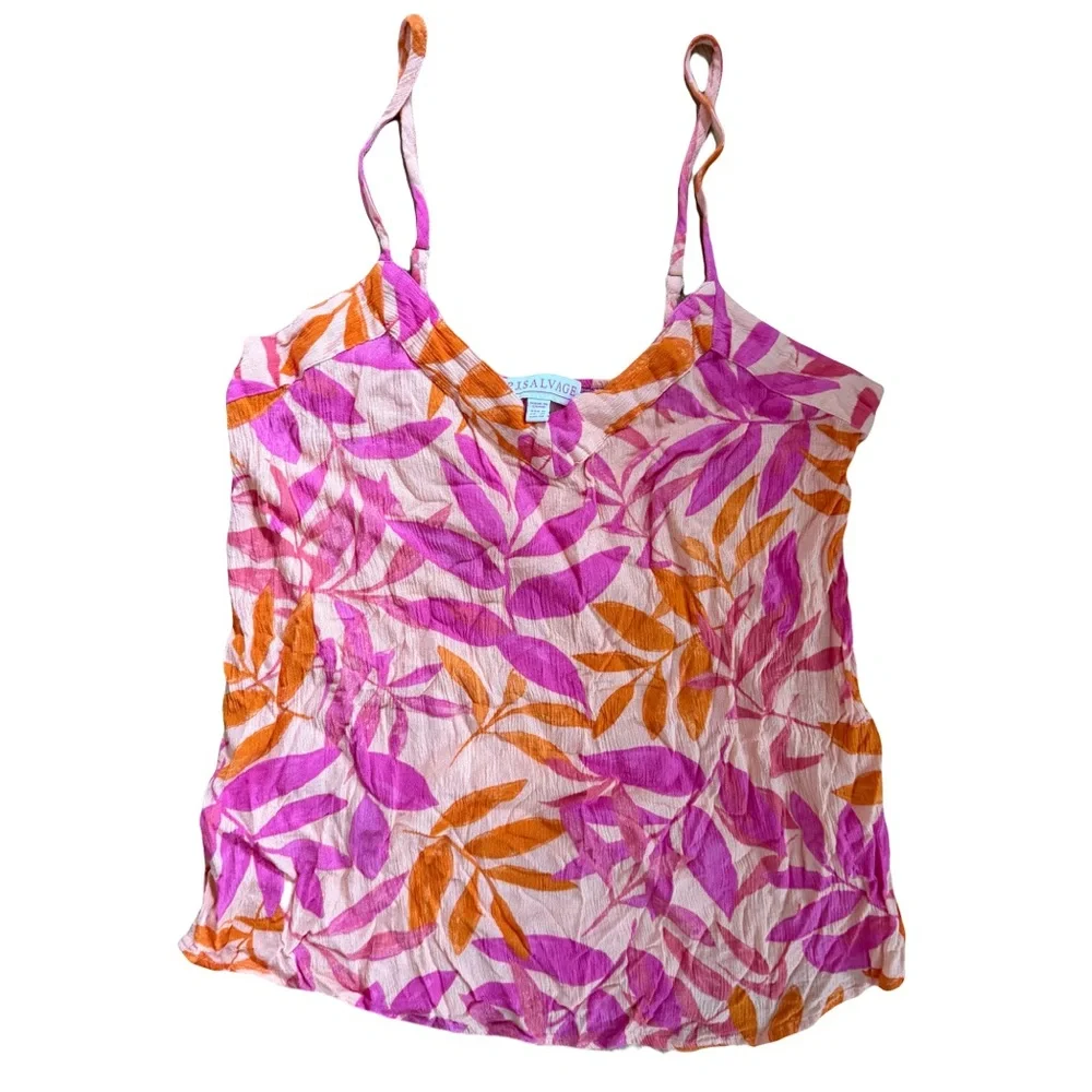 P.J.‎ Salvage Pink Orange Leaf Beach Resort Sleepwear Set Medium